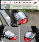Solar Powered Bicycle Bright Red LED Rear Tail Light Flash or Static Any Bike FAST and FREE Shipping