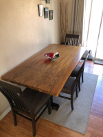Large Wood Dining Table & Chairs