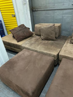 Minotti Ultra Suede Sectional Sofa Italian Made154" long + 2 Ottoman