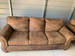 Ashley furniture brown suede sofa set ( Free Delivery If Needed)