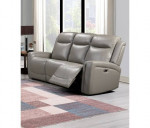 Katlyn Top Grain Leather Power Reclining Sofa, Grey or Black, STOCKED