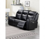 Katlyn Top Grain Leather Power Reclining Sofa, Grey or Black, STOCKED