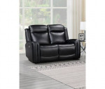 Katlyn Top Grain Leather Power Reclining Sofa, Grey or Black, STOCKED