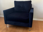 Designer Navy Blue Cotton Velvet Accent Chair-Sofa Chair