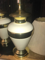 2 or Pair Vintage Table Lamp Lights & Original Shades  (Stiffel Looks)