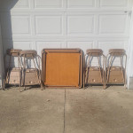Hamilton Cosco Mid Century Modern Folding Card Table w/ 4 Chairs MCM
