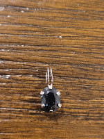 Small 10K White Gold Oval 1 ct. Blue Sapphire Solitaire Slide Pendant
