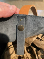 PORTLAND LEATHER TOTE STORM/TAN 13" x 11.5" EXCELLENT CONDITION