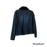 Liz Claiborne Villager Blue Denim Jacket W Detachable Fur Collar. Larg