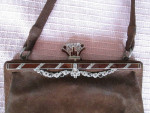 Vintage Marcasite Suede Handbag