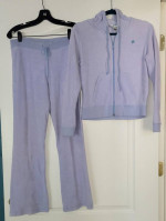 LILLY PULITZER Lt Blue Terry Cotton Spandex Track Suit Lounge Set – Sm