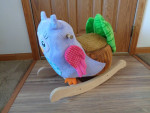 Rockabye Olivia Owl Musical Rocker Vibrant Colors Wooden Base