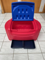 Little Tikes Large Red Blue Toy Storage Box w/2 Bins
