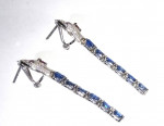 Unique 14K Gold Snake Dangle Earrings - Sapphire Color - Leverback