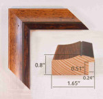 Brown wooden frame for painting, poster or photo Width 1.65 inches, Height 0.8 inches.