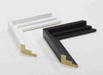 Modern Floating Wooden Stylish Frame Black and White for Canvas Paintings Stretched on Thick Subframe. Frame Width 1.58" x Height 1.38"