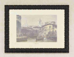 Unusual embossed wooden frame in black, 1.1 inches wide, 0.9 inches high.