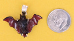 Vampire Gotic Covid Bat Pendant Carved Natural Gemstone 14K Solid Gold
