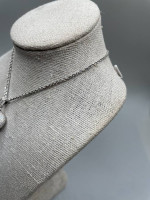 14K White Gold Cable Chain with an 18K White Gold Diamond Heart Charm