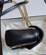 Authentic Gucci GG Marmont Diagonal Quilted Small Shoulder Bag Brown/ Black Style 443497