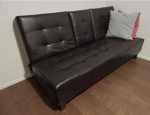 Leather reclining futon couch sofa