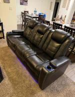 Leather couch reclining