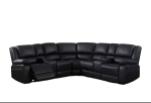 Akira Leather Modern Sectional Sofa Sleek L Shaped Reclining Couch Black