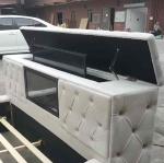 Factory Custom OEM Double Queen Size Upholstered Velvet Square Storage Bed With Build in TV