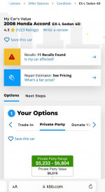 2008 Honda Accord EX-L sedan for sale, 92,000 miles, $4200, leather seats, sunroof, navigation, great condition.