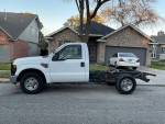 2008 Ford F-250 Super Duty truck with low mileage, white exterior, ready for utility conversion.