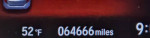 Odometer reading of 2016 Honda Civic Touring showing 64,666 miles and temperature at 52°F.