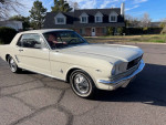 Classic 1966 Ford Mustang 289 with factory AC in Wimbledon white and red interior, one owner, great condition.