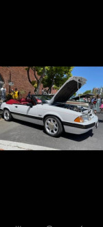 1989 Ford Mustang LX convertible with 53k miles, showcasing original features and Eibach springs.