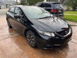 2014 Honda Civic EX-L in black for sale, featuring rear-view and right side cameras, sunroof, and Bluetooth.