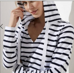 $72 Ann Taylor LOFT Stripe Hoodie Top Shirt M 8 10 Striped Cotton