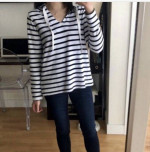 $72 Ann Taylor LOFT Stripe Hoodie Top Shirt M 8 10 Striped Cotton