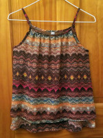 Beautees Girls Brown Pink Boho Cami Tank Top Size Medium