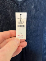 92-MMT Talbots Navy Blue 100% Linen Women’s Short Sleeve Top Size Small