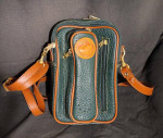 Vintage Dark Green Brown Leather Dooney & Bourke Cross Body Bag Medium