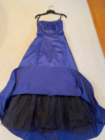 Formal Prom Evening Gown, Size 11/12, Navy Blue Satin, Strapless, ZumZ