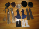 Antique Vintage Ladies Hats, Fancy Gloves, Evening Bag, Display Hanger