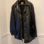 Men's vintage black horsehide leather jacket belted 1950s nice