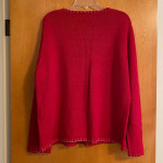 Women XL (16/18) Red Christmas Sweater ♦ White Sequin Snowflakes NICE!