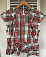 (NEW) WOMEN’S J.CREW CAP-SLEEVE PEPLUM TOP IN SNOWY STEWART TARTAN