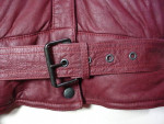 Italian Maroon Leather Bomber Jacket Women's S Vintage 80's Detail