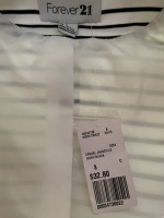 Forever 21 ladies women's casual coat jacket white black stripes NEW