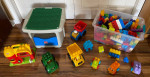 Step 2 building Table w/HUGE assortment of mega blocks; farm/vehicle