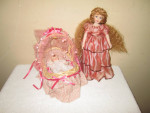 $15 for All Lot Dolls Porcelain Doll and Baby in a wicker Moses basket