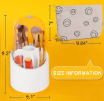 Makeup Brush Holder/Organizer with Lid 360 Rotating,(with Makeup Cosmetics Bag)