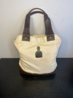 Patron Tequila Tan Canvas Tote/Bag with Leather Straps & Bottom & Remo